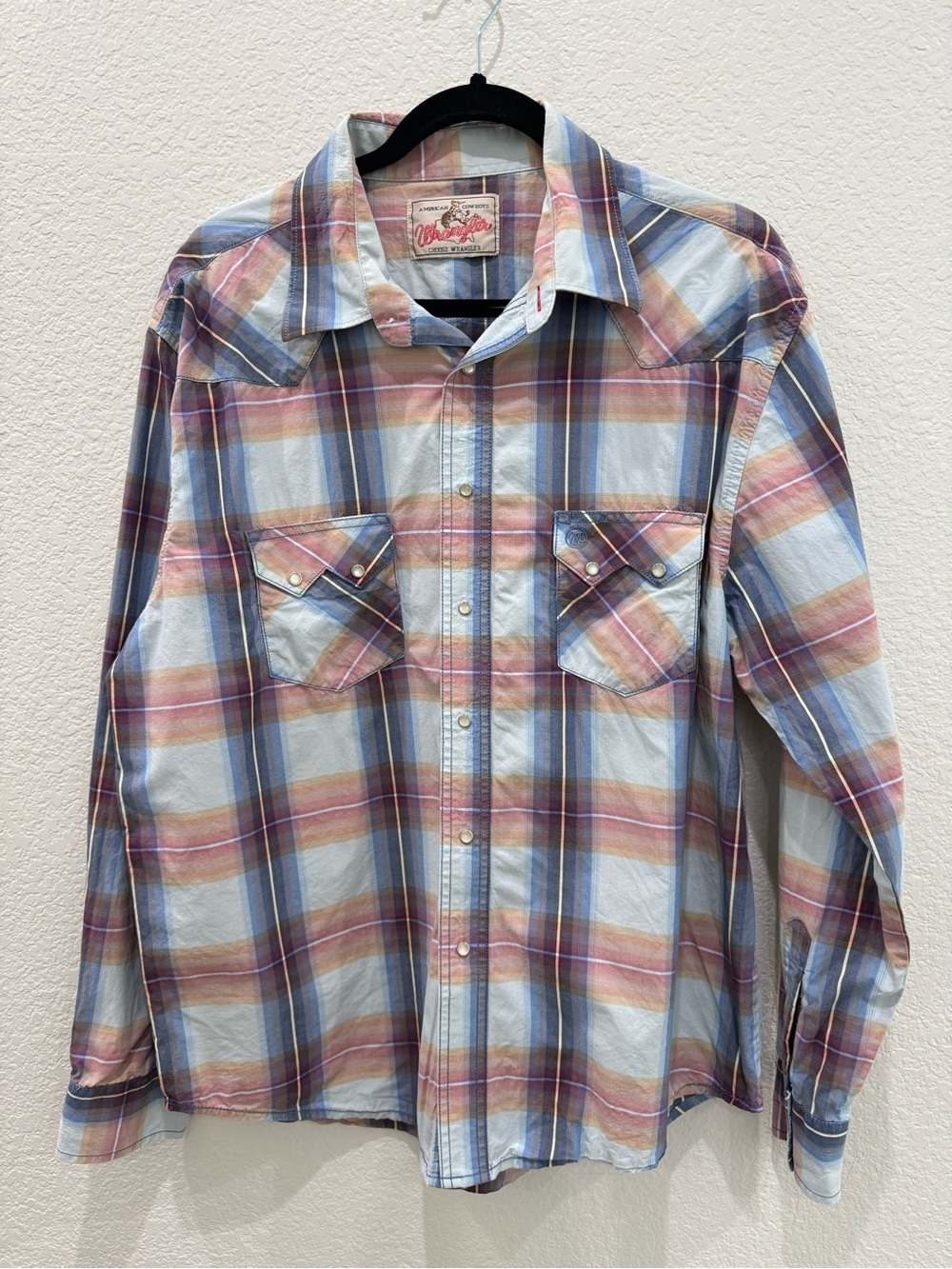Vintage Wrangler American Cowboys Western Pearl Snap Shirt Men’s XL No Size Tag